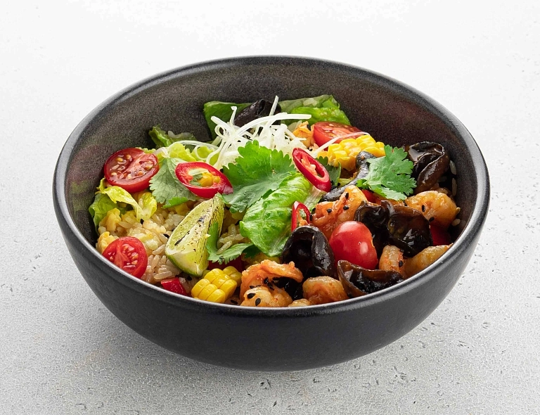 Рис жареный с тигровыми креветками